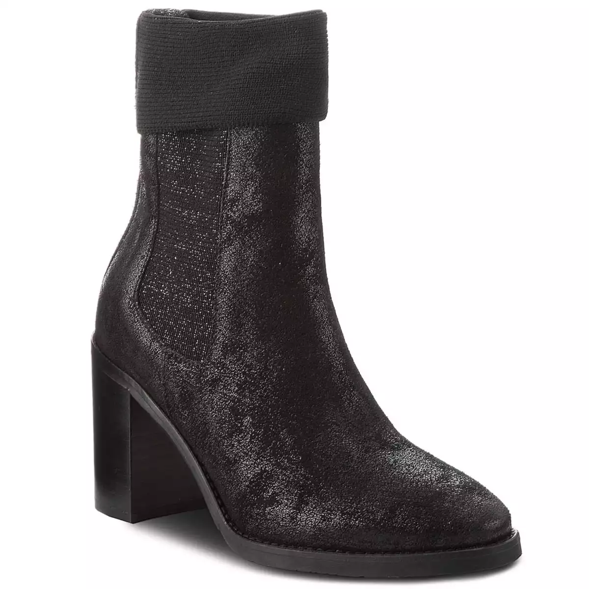 Obutev | knitted sock heeled boot shiny