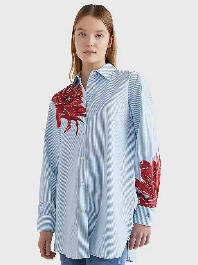 TH WOMENSWEAR | CO FLORAL STP OVERSIZED SHIRT LS
