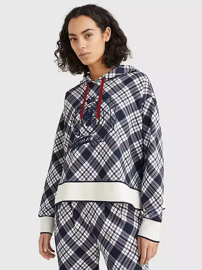 TH WOMENSWEAR | ICON RELAXED CHECK HOODIE